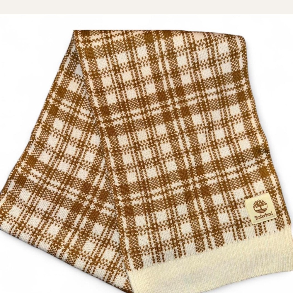 NWT - Timberland Tan and White Knit Scarf